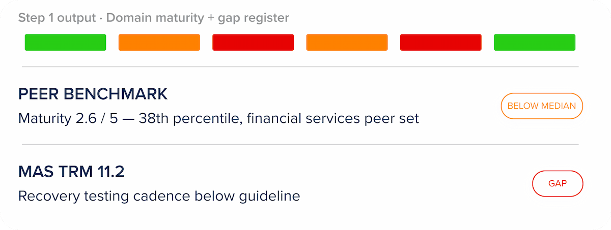 Step 1 output — domain maturity and gap register